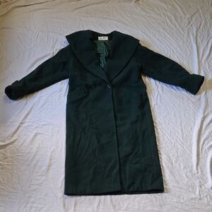 Vintage 70s-80s Womens 10T Beau Brem Forest Gteen Trench Coat
